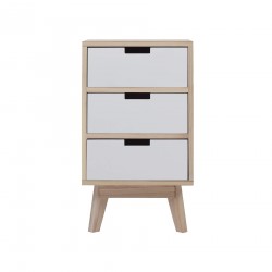 Commode Armoire 3 Tiroirs Bois Blanc Moderne - Mobili Rebecca