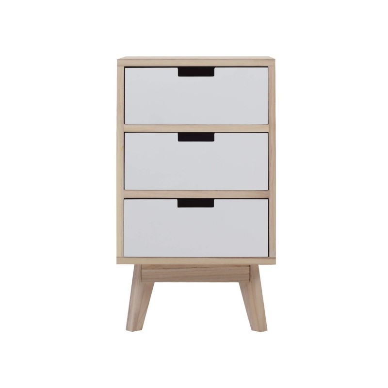 Bedside Table 3 Drawers Contemporary White Wood - Mobili Rebecca