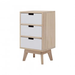 Bedside Table 3 Drawers Contemporary White Wood - Mobili Rebecca