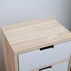 Bedside Table 3 Drawers Contemporary White Wood - Mobili Rebecca