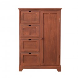 Rebecca Mobili Armoire Meuble Rangement 4 Tiroirs 1 Porte Bois Marron 80x55x30