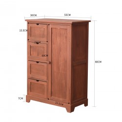 Rebecca Mobili Armoire Meuble Rangement 4 Tiroirs 1 Porte Bois Marron 80x55x30