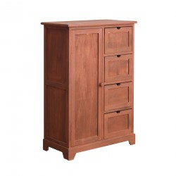 Rebecca Mobili Armoire Meuble Rangement 4 Tiroirs 1 Porte Bois Marron 80x55x30