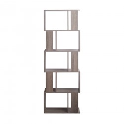 Rebecca Mobili Bookcase Shelving Unit 5 Shelves Bleached Gray Mdf 169x60x24