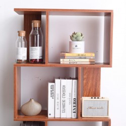 Rebecca Mobili Mdf houten plank moderne boekenkast 5 planken walnootbruin smartworking office documentboeken