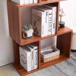 Rebecca Mobili Mdf houten plank moderne boekenkast 5 planken walnootbruin smartworking office documentboeken