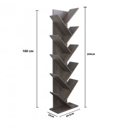 Rebecca Mobili Bookshelf Shelving Unit 10 Tier Mdf Bleached Grey 160x44,5x22