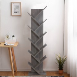 Rebecca Mobili Bookshelf Shelving Unit 10 Tier Mdf Bleached Grey 160x44,5x22