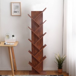 Rebecca Mobili Bookshelf Shelving Unit 10 Shelves Mdf Brown Walnut 160x44,5x22