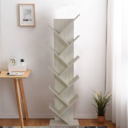 Rebecca Mobili Libreria Scaffale Mdf Abete Sbiancato 10 Ripiani Sala 160x44,5x22