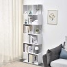 Rebecca Mobili Modern White Bookcase with 6 Wooden Shelves for Office Living Room