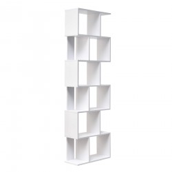 Rebecca Mobili Modern White Bookcase with 6 Wooden Shelves for Office Living Room