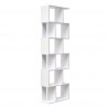 Rebecca Mobili Modern White Bookcase with 6 Wooden Shelves for Office Living Room