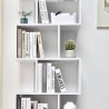 Rebecca Mobili Modern White Bookcase with 6 Wooden Shelves for Office Living Room