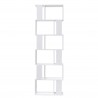 Rebecca Mobili Modern White Bookcase with 6 Wooden Shelves for Office Living Room