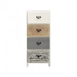 Rebecca Mobili Chest of 4 Drawers White Wood Beige Gray Assembled 79x30x24