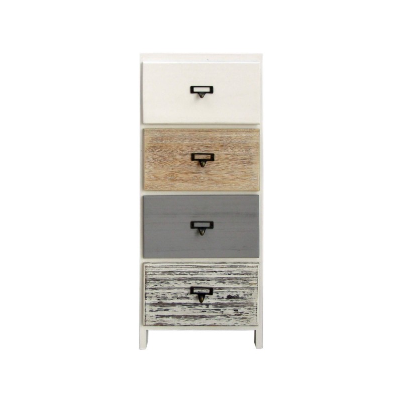 Rebecca Mobili Chest of 4 Drawers White Wood Beige Gray Assembled 79x30x24