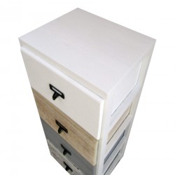 Rebecca Mobili Chest of 4 Drawers White Wood Beige Gray Assembled 79x30x24