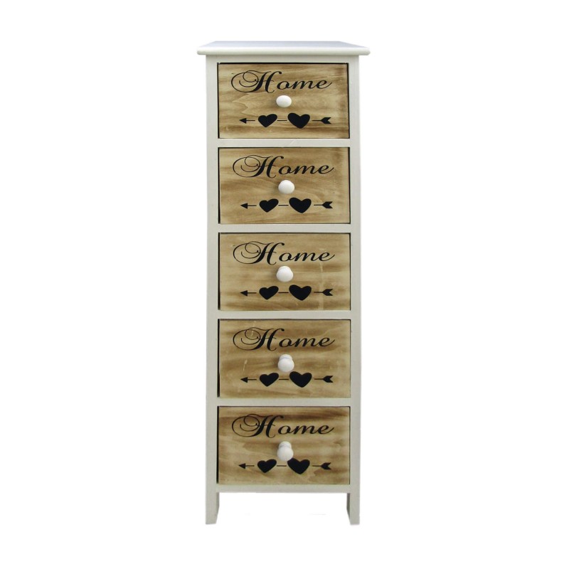 Rebecca Mobili Chest of Drawers Storage 5 Drawers White Brown Wood 91x26x30