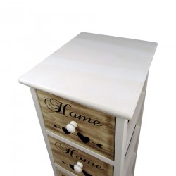 Rebecca Mobili Cassettiera Settimino 5 Cassetti Legno Bianco Marrone 91x26x30