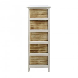 Rebecca Mobili Cómoda Cajonera 5 cajones Blanco Marrón Madera 91x26x30