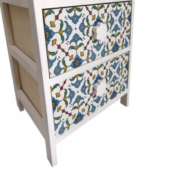 Rebecca Mobili Chest of 5 Drawers Modern Light Wood White Blue 93x40x30