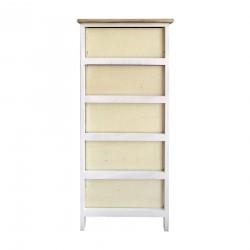 Rebecca Mobili Commode 5 Tiroirs Moderne Bois Clair Blanc Bleu 93x40x30