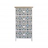 Rebecca Mobili Cassettiera 4 Cassetti Maioliche Legno Chiaro Bianco Blu 76x40x30