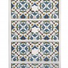 Rebecca Mobili Cassettiera 4 Cassetti Maioliche Legno Chiaro Bianco Blu 76x40x30