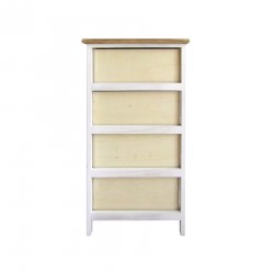 Rebecca Mobili Cassettiera 4 Cassetti Maioliche Legno Chiaro Bianco Blu 76x40x30