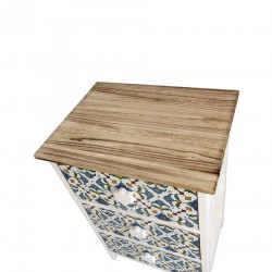 Rebecca Mobili Bedside Table 3 Drawers White Majolica Wood 60x40x30