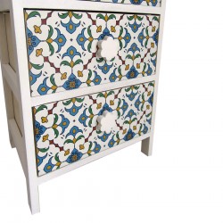 Rebecca Mobili Table de chevet 3 Tiroirs Bois Majolique Blanc 60x40x30