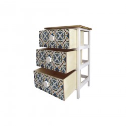 Rebecca Mobili Bedside Table 3 Drawers White Majolica Wood 60x40x30