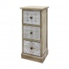 Rebecca Mobili Table de Chevet 3 Tiroirs Bois Beige Blanc Rétro Compacte 63x29x25