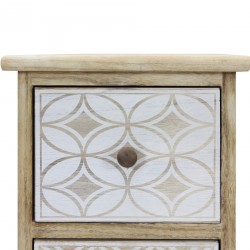 Rebecca Mobili Bedside 3 Drawers Wood Beige White Retro Space Saving 63x29x25