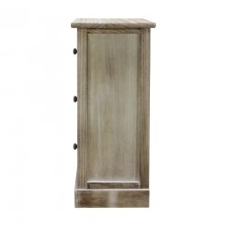 Rebecca Mobili Table de Chevet 3 Tiroirs Bois Beige Blanc Rétro Compacte 63x29x25