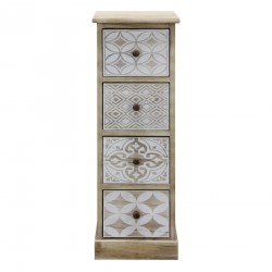 Rebecca Mobili Cajonera Estrecha Madera Blanco Beige Shabby 80,5x29x25