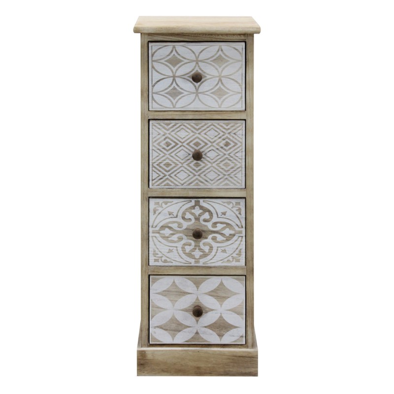 Rebecca Mobili Cajonera Estrecha Madera Blanco Beige Shabby 80,5x29x25