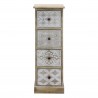 Rebecca Mobili Kleine Ladekast Smalle Organizer 4 Laden Wit Beige Hout Vintage Stijl Woondecoratie