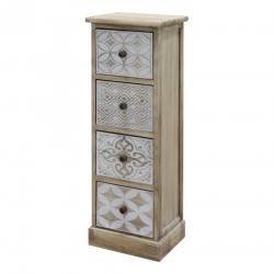 Rebecca Mobili Cajonera Estrecha Madera Blanco Beige Shabby 80,5x29x25