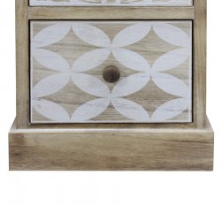 Rebecca Mobili Cassettiera Stretta Legno Bianco Beige Shabby 80,5x29x25