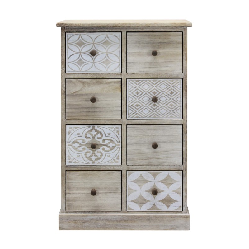 Rebecca Mobili Cassettiera 8 Cassetti Legno Beige Bianco Ingresso 80,5x53,5x25