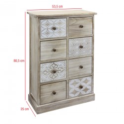 Rebecca Mobili Cassettiera 8 Cassetti Legno Beige Bianco Ingresso 80,5x53,5x25