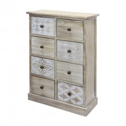 Rebecca Mobili Chest of Drawers 8 Drawers Wood Beige White Entrance 80,5x53,5x25