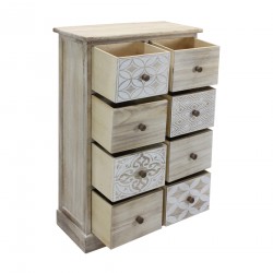 Rebecca Mobili Cassettiera 8 Cassetti Legno Beige Bianco Ingresso 80,5x53,5x25