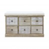 Rebecca Mobili Binnenbank Badkamerbank Paulowniahout Beige Wit Shabby Style Gestoffeerde Zitting Entree