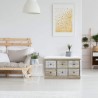 Rebecca Mobili Binnenbank Badkamerbank Paulowniahout Beige Wit Shabby Style Gestoffeerde Zitting Entree