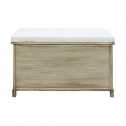 Rebecca Mobili Binnenbank Badkamerbank Paulowniahout Beige Wit Shabby Style Gestoffeerde Zitting Entree