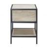 Rebecca Mobili Bedside table with Wood and Metal Drawer Shelf for Bedroom 47,5x35x25 cm