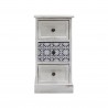 Rebecca Mobili Table de Chevet 3 Tiroirs,Petite Commode en Bois MDF, Blanc GrisShabby 59.5x30x25 cm